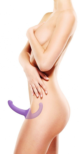 Фиолетовый безремневой страпон Shots Media BV Silicone Strapless Strapon OU322PUR