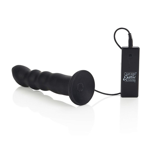 Чёрный страпон с вибрацией California Exotic Novelties 10-FunctionSilicone Love Rider Thruster SE 1498-35-3 (17,7 см)