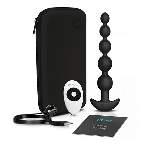 Чёрные анальные бусы с 3 моторами b-Vibe Cinco Anal Beads BV-011-BLK (20,5 см)