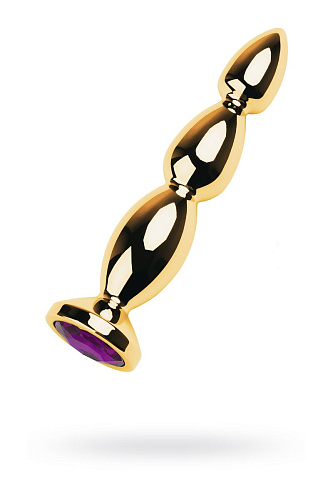 Золотистый анальный стимулятор с фиолетовым кристаллом ToyFa 717042-4 (14 см)