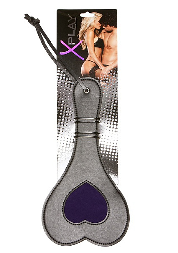 Кожаный пэддл с фиолетовым сердечком Allure Lingerie X-Play 2051