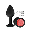 Чёрная анальная втулка с красным кристаллом Сумерки богов 518-04 red-DD (7,3 см)