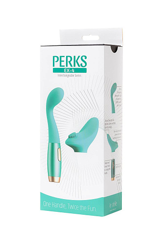Нереалистичный зелёный вибратор с 2 сменными насадками Le Stelle PERKS SERIES EX-4 LS12212