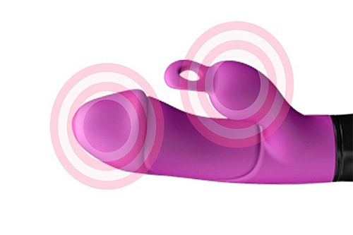 Фиолетовый вибратор с клиторальным отростком Adrien Lastic Ares 11083 (19,8 см)