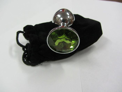 Анальное украшение с зелёным кристаллом Anal Jewelry Plug BUTT PLUG Small SM-03 (7 см)