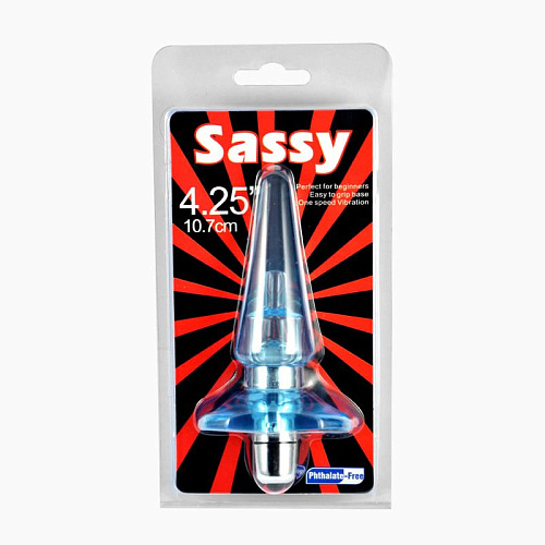 Голубая анальная вибровтулка Lovetoy Sassy L0003 (10,7 см)