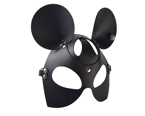 Чёрная кожаная маска Sitabella «Мышка» 3188-11