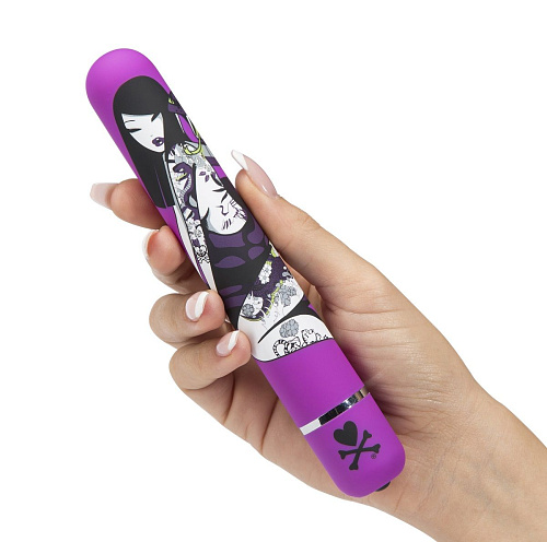 Фиолетовый вибратор с принтом Tokidoki CLASSIC VIBRATOR PURPLE SNAKE WOMAN E27703 (18,4 см)