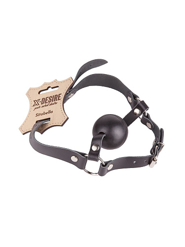 Чёрный кляп-шар на кожаных ремешках с пряжкой Sitabella 3006-1