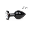 Коническая чёрная анальная втулка с прозрачным кристаллом Anal Jewelry Plug BKM-01 (8,2 см)