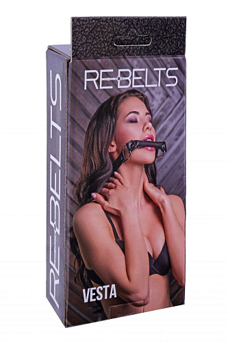 Чёрный кляп-трензель с металлическими кольцами Rebelts Vesta 7744-01rebelts