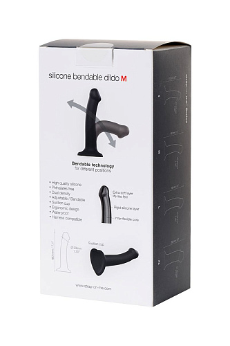 Чёрный фаллос на присоске Strap-on-me Silicone Bendable Dildo M 6013144 (18 см)