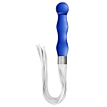 Синий анальный стимулятор-плеть с белыми хвостами Shots Media BV Whipster CHR019BLU