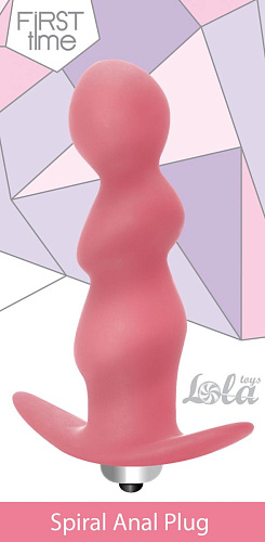 Розовая анальная пробка с вибрацией Lola toys Spiral Anal Plug 5005-01lola (12 см)