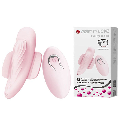 Нежно-розовый клиторальный стимулятор с дистанционным управлением Baile Fairy Boat BI-014415W-0101