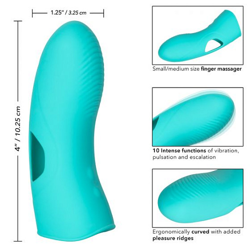 Бирюзовая вибронасадка на палец California Exotic Novelties Marvelous Tickler SE-4409-50-3 (10,25 см)