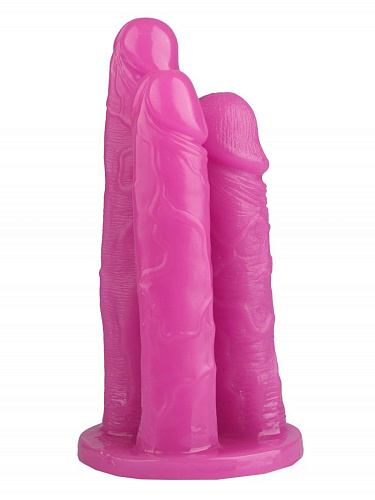 Розовый тройной фаллоимитатор Сумерки богов 1015-74 BX DD (24 см)