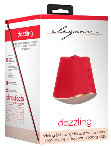 Красный клиторальный стимулятор с вибрацией и ротацией Shots Media BV Dazzling ELE009RED (6,7 см)