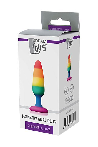 Разноцветная анальная втулка Dream Toys RAINBOW ANAL PLUG SMALL 21742 (11 см)