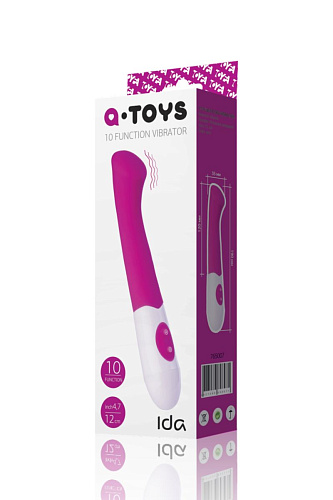 Ярко-розовый вибратор со скошенной головкой для G-стимуляции A-toys Ida 765007 (19 см)