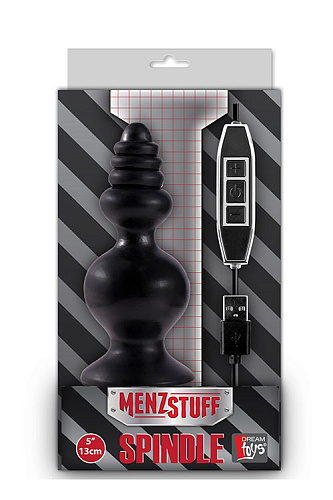 Чёрная фигурная пробка с вибрацией, работающая от USB Dream Toys MENZSTUFF SPINDLE 10FUNCTION BUTT PLUG 21132