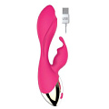 Ярко-розовый вибратор с клиторальным зайчиком Bior toys ST-40162-16