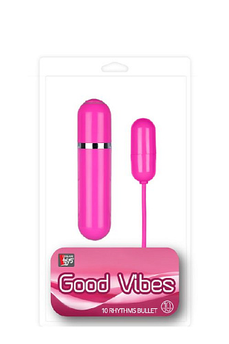 Розовая вибропулька с пультом Dream Toys GOOD VIBES 10 RHYTHM BULLET 21074