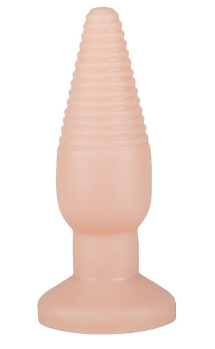 Телесная анальная пробка с рёбрышками LOVETOY (А-Полимер) 446600 (14 см)