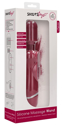 Красный универсальный массажёр Shots Media BV Silicone Massage Wand SHTO007RED (20 см)
