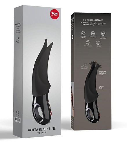 Чёрный вибратор с раздвоенным кончиком Fun Factory Volta Black Line 1141808 (18,9 см)
