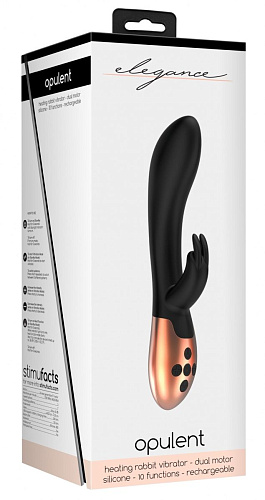 Чёрный вибратор с подогревом Shots Media BV Opulent ELE003BLK (20,3 см)