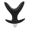 Чёрная анальная V-образная пробка с вибрацией Orion Black Velvets Vibrating Anchor Plug 0589543 (10,3 см)