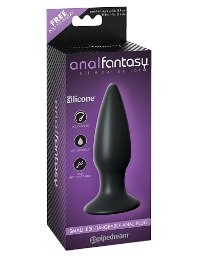 Чёрная малая анальная вибропробка Pipedream Small Rechargeable Anal Plug PD4773-23 (10,9 см)