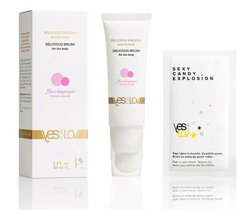 Массажное масло с кисточкой YESforLOV DELICIOUS BRUSH COTTON CANDY YFL01B31 (50 мл)
