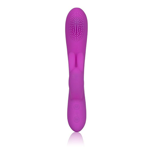Фиолетовый вибромассажёр с щёточкой на головке California Exotic Novelties Embrace Massaging Rabbit SE-4609-25-3