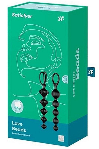 Набор из 2 чёрных анальных цепочек Satisfyer Beads J01756 Black Set