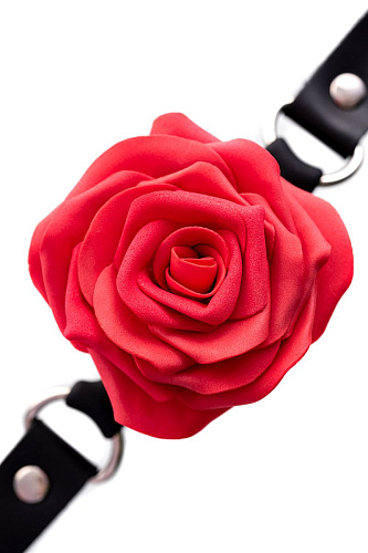 Чёрный кляп на регулируемых ремешках Штучки-дрючки «Розочка» 690219