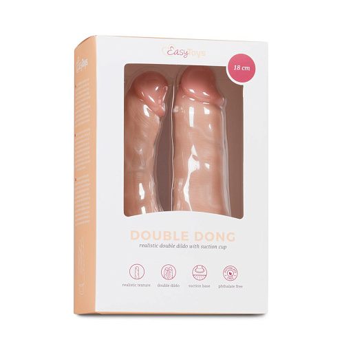 Телесный анально-вагинальный фаллоимитатор EDC Wholesale Easytoys Double Dildo ET416SKN (18 см)