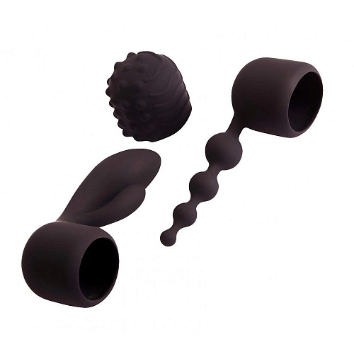 Жезловый чёрный вибратор с насадками Pornhub 95222