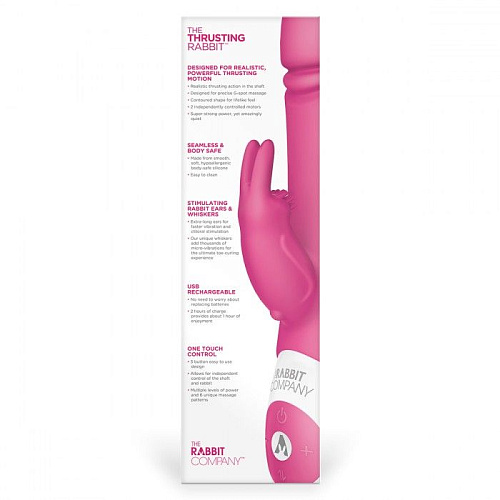 Розовый вибратор с функцией толкания The Rabbit Company Thrusting Rabbit TRC-016HP