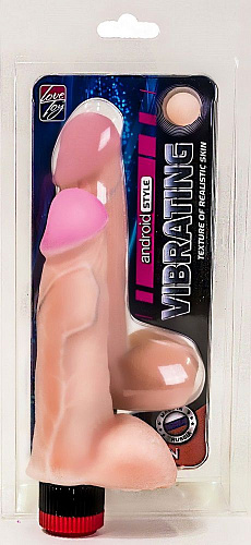 Виброфаллос телесного цвета с мошонкой LOVETOY (А-Полимер) Android Style 001202 (17 см)