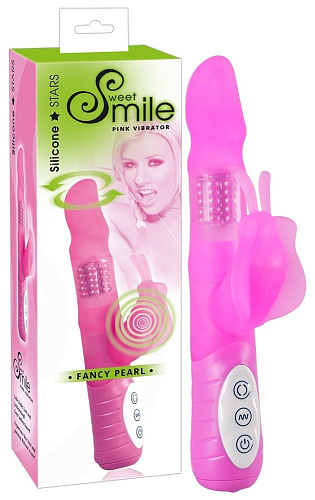 Многофункциональный розовый вибратор с клиторальной бабочкой Orion Smile Fancy 0576700 (22 см)
