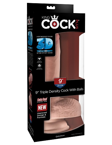 Телесный фаллоимитатор на присоске Pipedream 9 Triple Density Cock with Balls PD5720-21 (24,1 см)