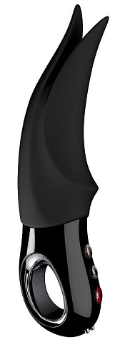 Чёрный вибратор с раздвоенным кончиком Fun Factory Volta Black Line 1141808 (18,9 см)