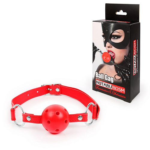 Красный кляп-шарик на регулируемом ремешке с кольцами Bior toys NTB-80533