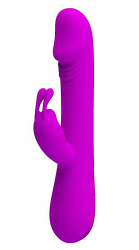 Лиловый вибратор с клиторальным стимулятором Baile Clement BI-014279-1 (21 см)