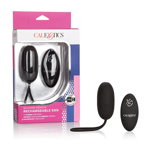 Чёрное виброяйцо из силикона California Exotic Novelties Silicone Remote Rechargeable Egg SE-0077-30-3