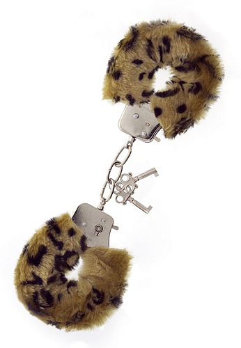 Леопардовые наручники Dream Toys METAL HANDCUFF WITH PLUSH LEOPARD 160034