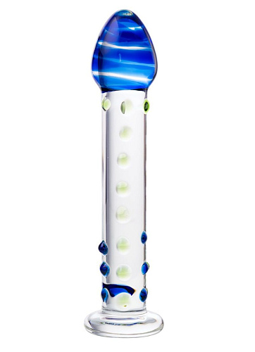 Стеклянный прозрачный фаллос с цветными бусинами Sexus 912007