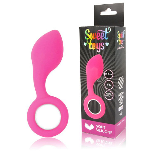 Каплевидная анальная втулка с круглым ограничителем розового цвета Bior toys ST-40119-16